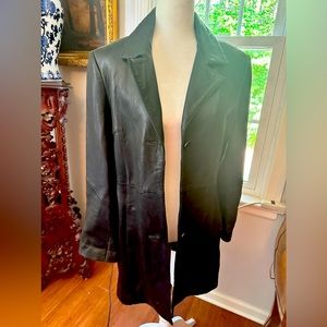 Tiboa black soft leather mid length coat Size PM
